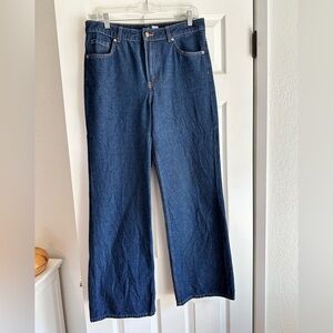 H&M high waisted wide leg Blue Denim Jeans size 10